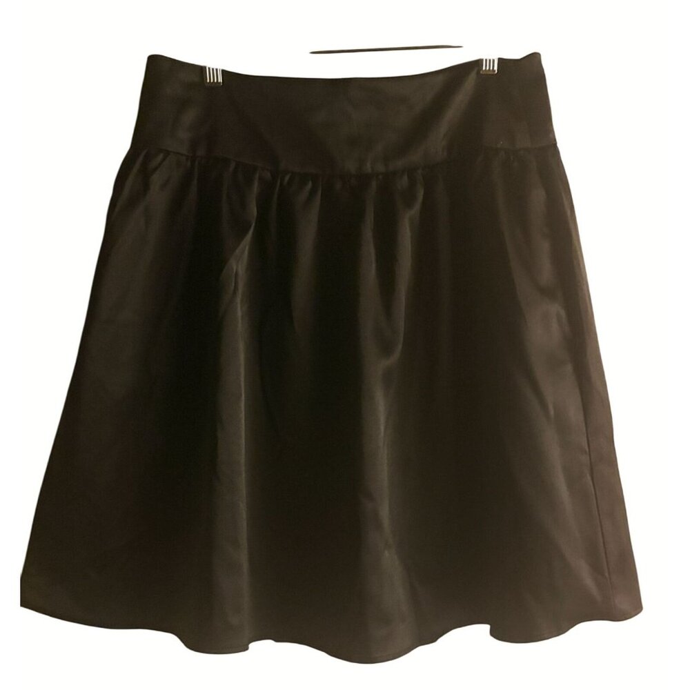 NWT New Gibson Look Satin Box Pleated Mini Skirt Black Size M - Picture 3 of 7